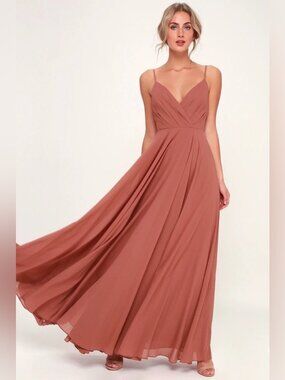 LULU’S Rust Chiffon Maxi Dress